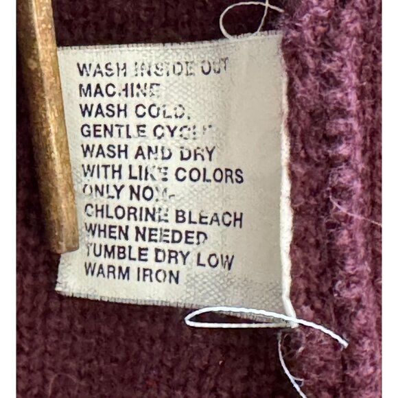 Gap Mens Full-Zip Burgundy Sweater With Gray Stripes On Sleeves - Picture 12 of 12